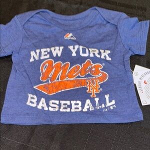 NWT Majestic Blue and Orange Mets Short Sleeve Tee 0-3 months baby